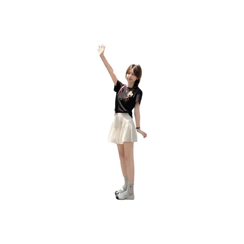 Tonlion Casual Short Skirts Women's Ecru-1