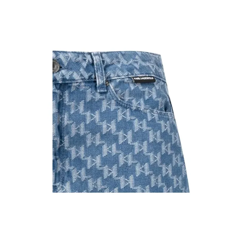 KARL LAGERFELD Monogram-pattern Denim Skirt-5