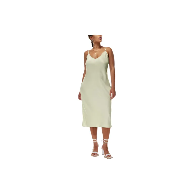 ARITZIA Wilfred Only Slip Satin Midi Dress Slip Dresses Women's Pastel Sage Green/Light Gray Green-2