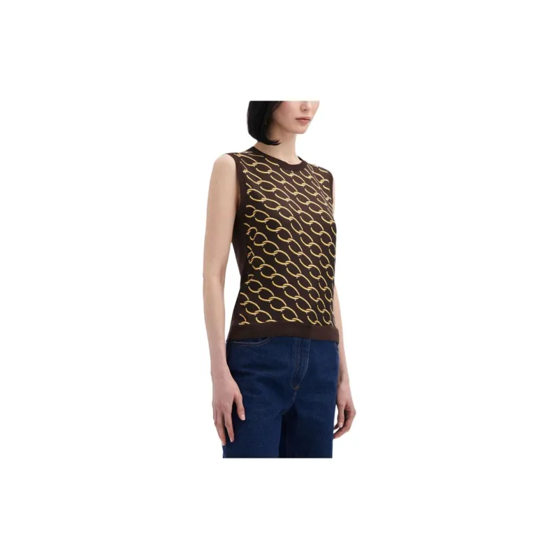 Oscar De La Renta Oscar Chain-link Inset Tank Top-1