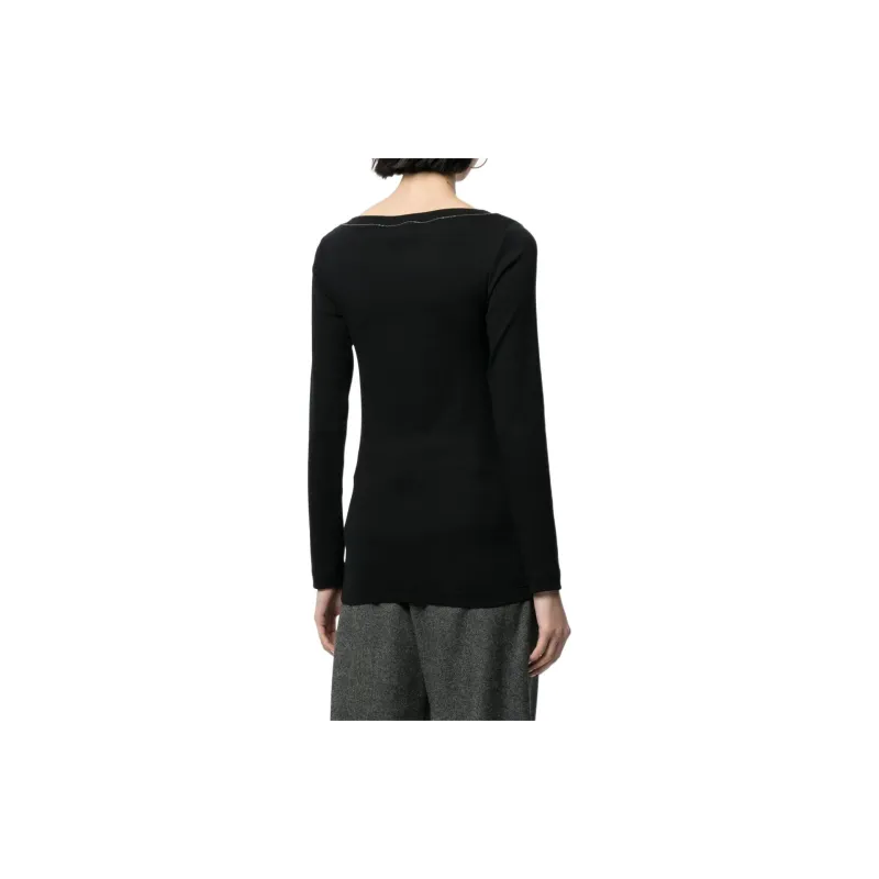 Brunello Cucinelli V Neck Bead Embellished Top-2