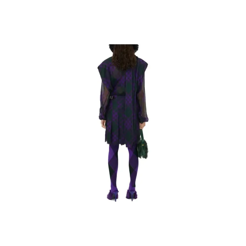 Burberry Check-Pattern Scarf Detailed Blouse-2