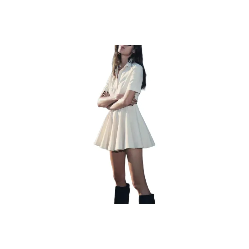 ZARA ZW Series Short-Sleeved Dresses Women's Raw White-3