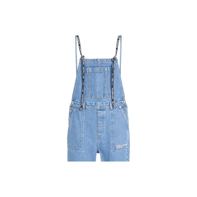 KARL LAGERFELD / Karl Lagerfeld Jeans Logo printed Spaghetti Straps Denim Dungarees-4