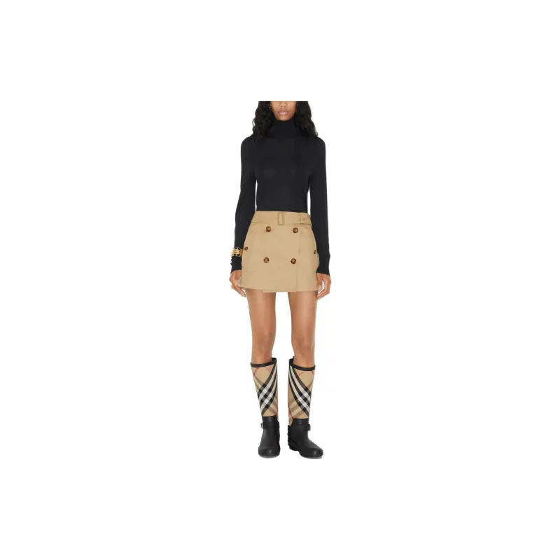 Burberry Gabardine Trench Cotton Miniskirt-1