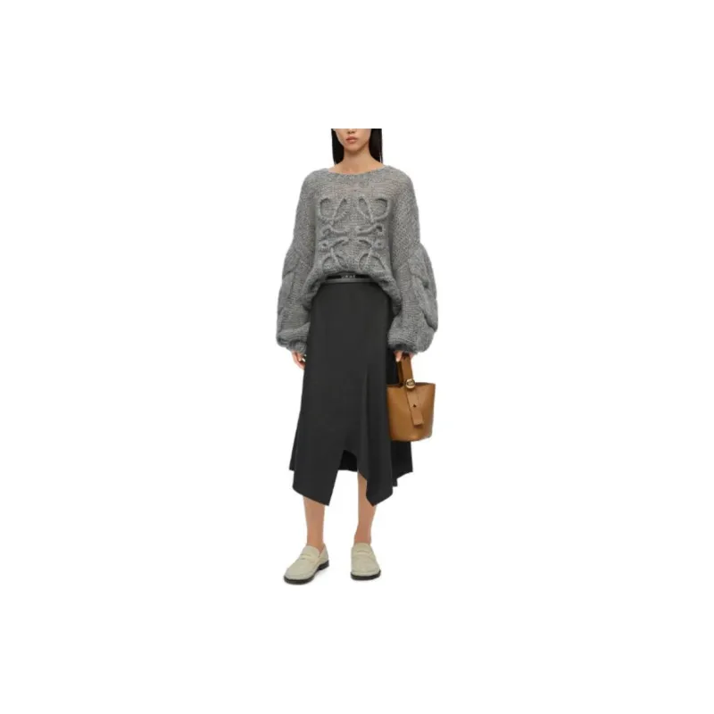 LOEWE Anagram Logo Embroidered Crewneck Oversized Jumper-5