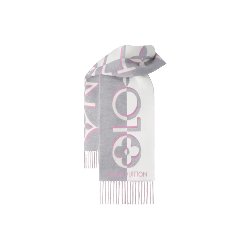 LOUIS VUITTON Knit Scarves Women's Light Gray-1