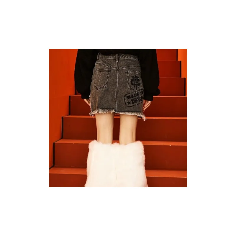 TCH Denim Short Skirts Women's Gray-2