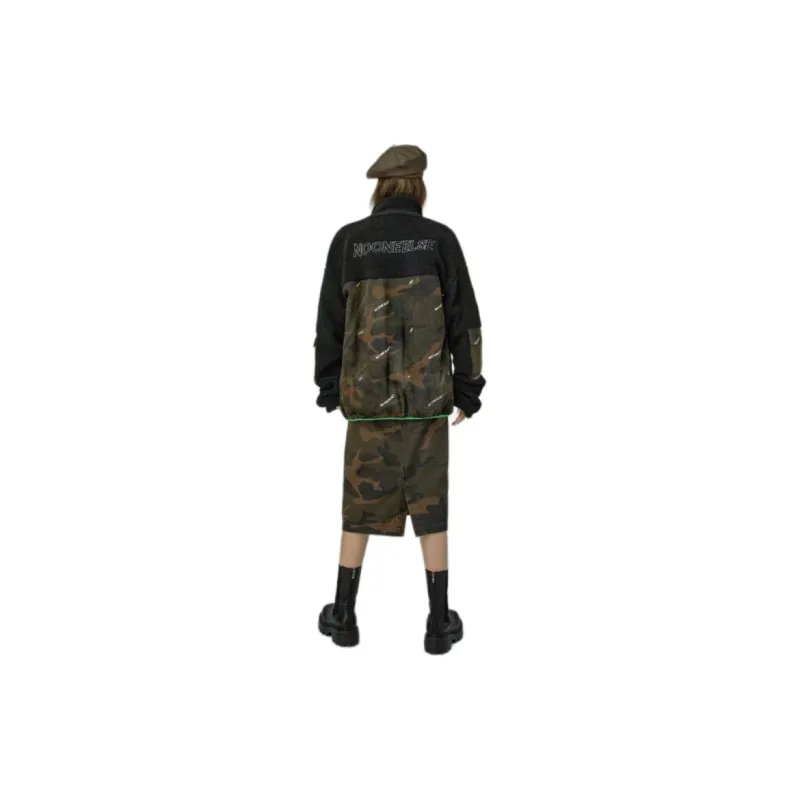 NO ONE ELSE Velvet feel Coat Unisex Green Camouflage-1