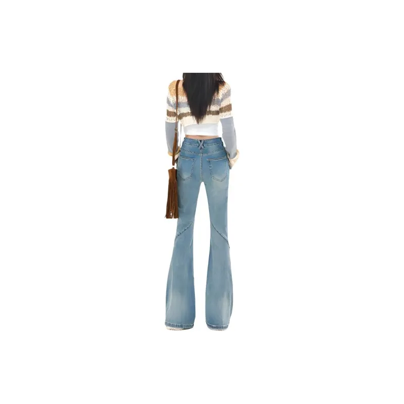 YINLEI Jeans Women's Vintage Blue-3