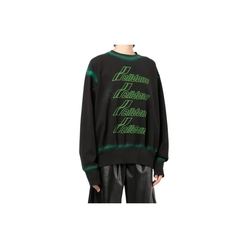 WE11DONE Washed Artwork Sweatshirt 'Black'-3