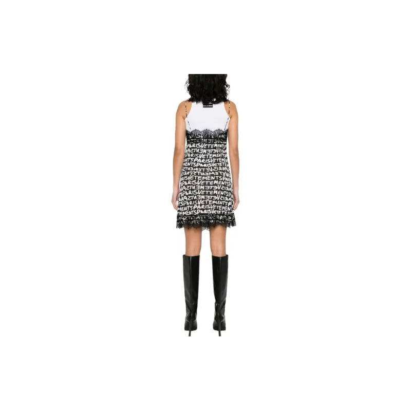 Vetements Lace detail Logo print Dress-3