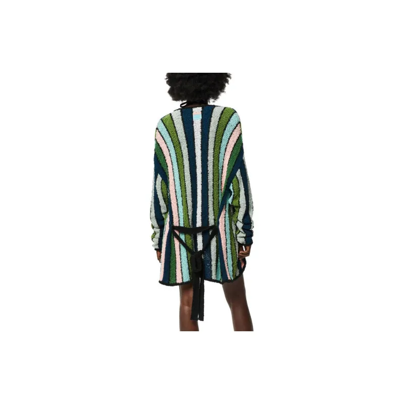 LOEWE Stripe Belted Cardigan 'Green/Multitone'-3