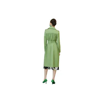 BBLLUUEE Trench Coat Women's Fruit Olive Green