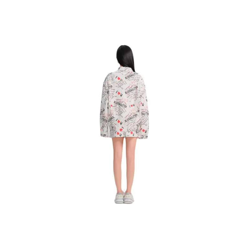 Blood Glitter Denim Jacket Women's White Floral-2