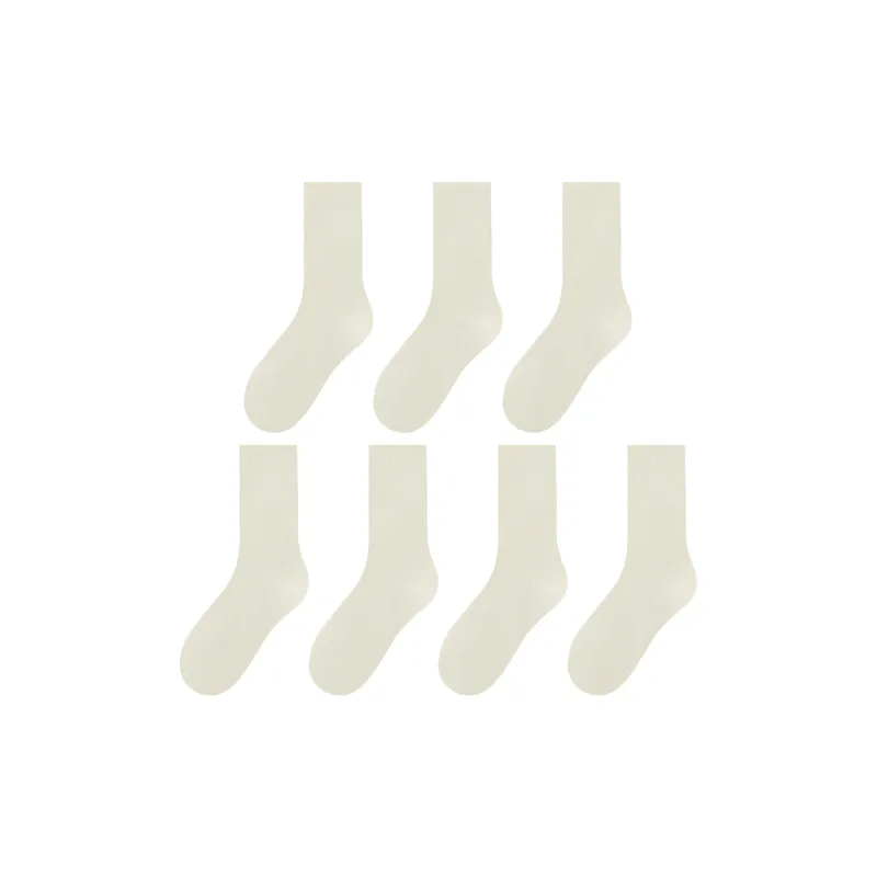 MADALLO Mid Calf Socks Women's 5 Pack White-17