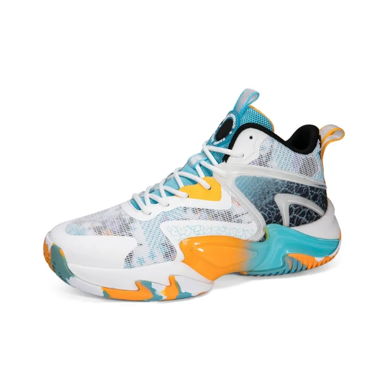 ANDEZHANMUSI Basketball Shoes Unisex High Top White Black Purple/White Orange/Black Purple-1