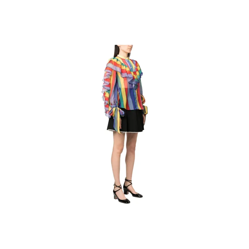 ROCHAS Stripe print Ruffled Blouse-3