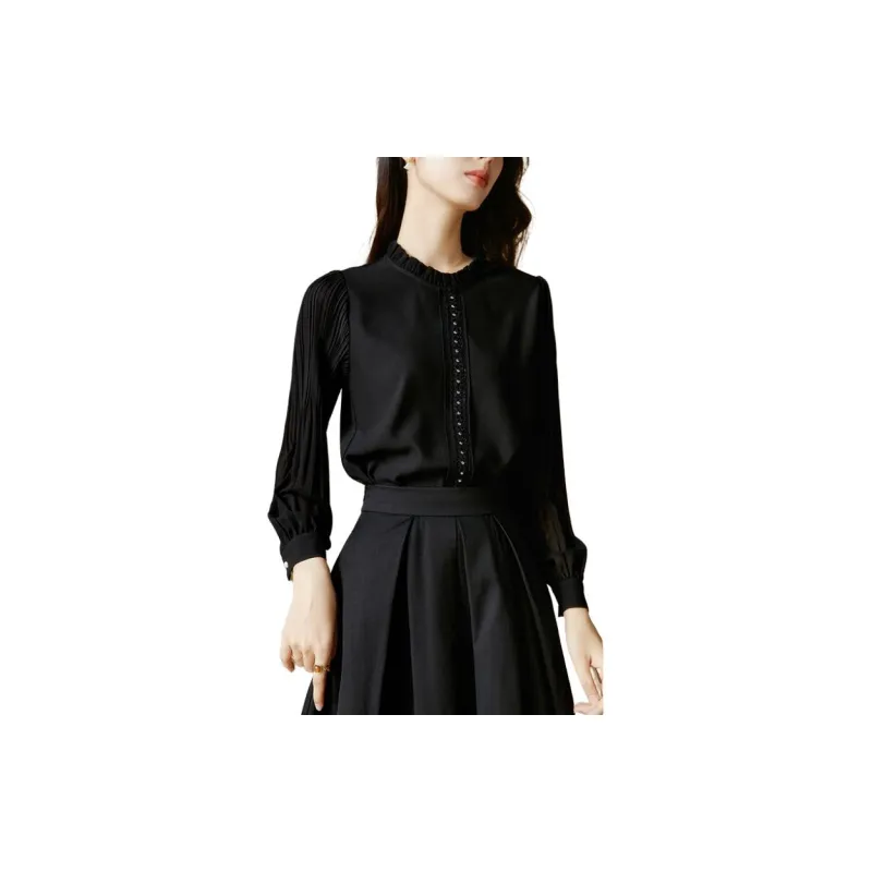 Late White Shirts Women's Black-4