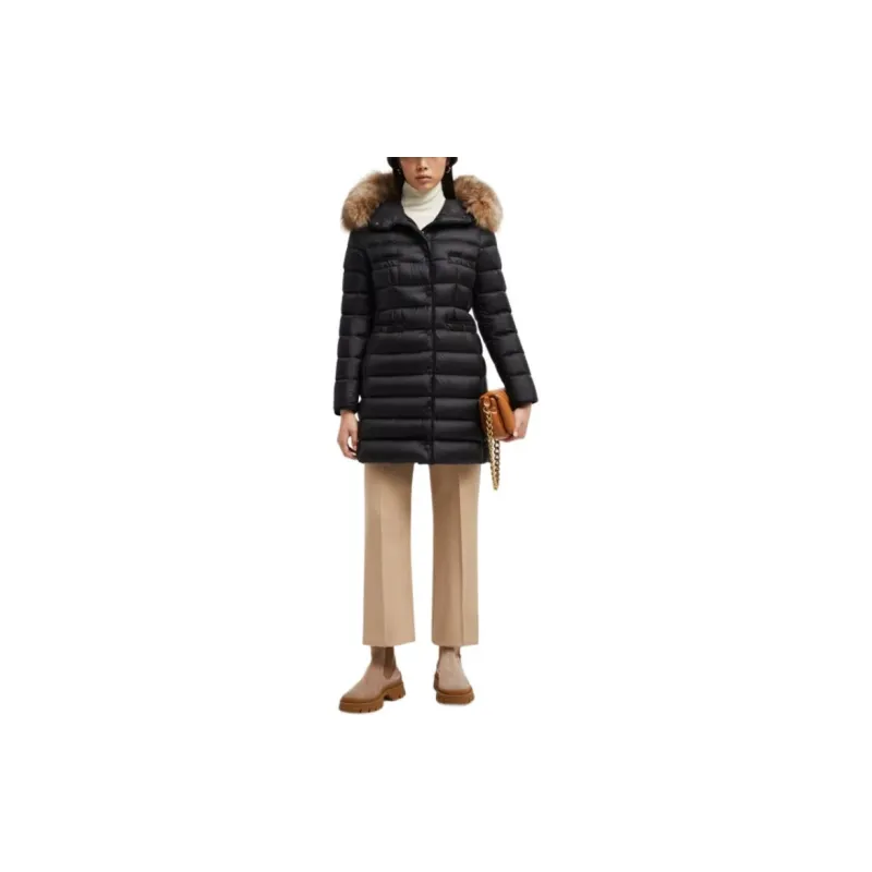 Moncler Shearling trim Hooded Quilted Coat-2
