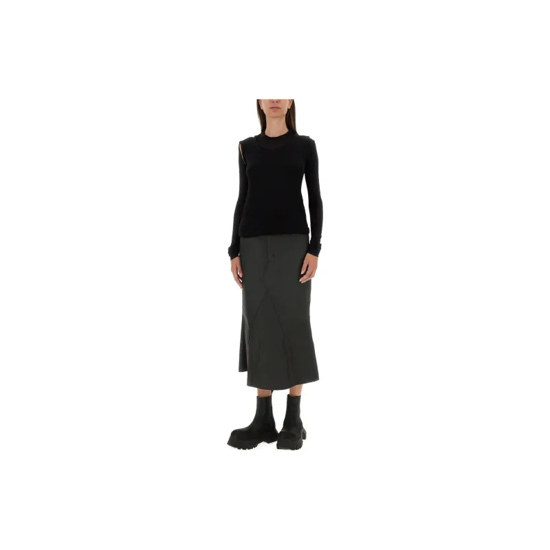 RICK OWENS Flared Midi Denim Skirt-3