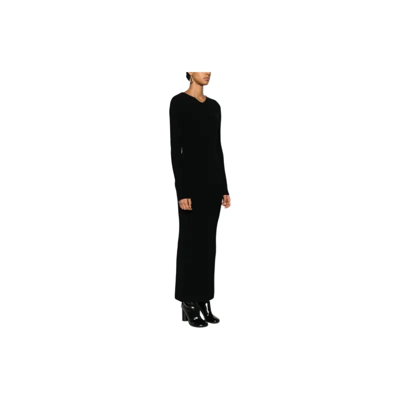 TOTEME V-Neck Ribbed-Knit Maxi Dress-3