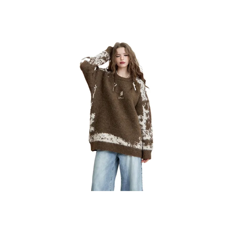 ELF SACK Soft And Fluffy Maillard Style Pullover Sweater Women's-1