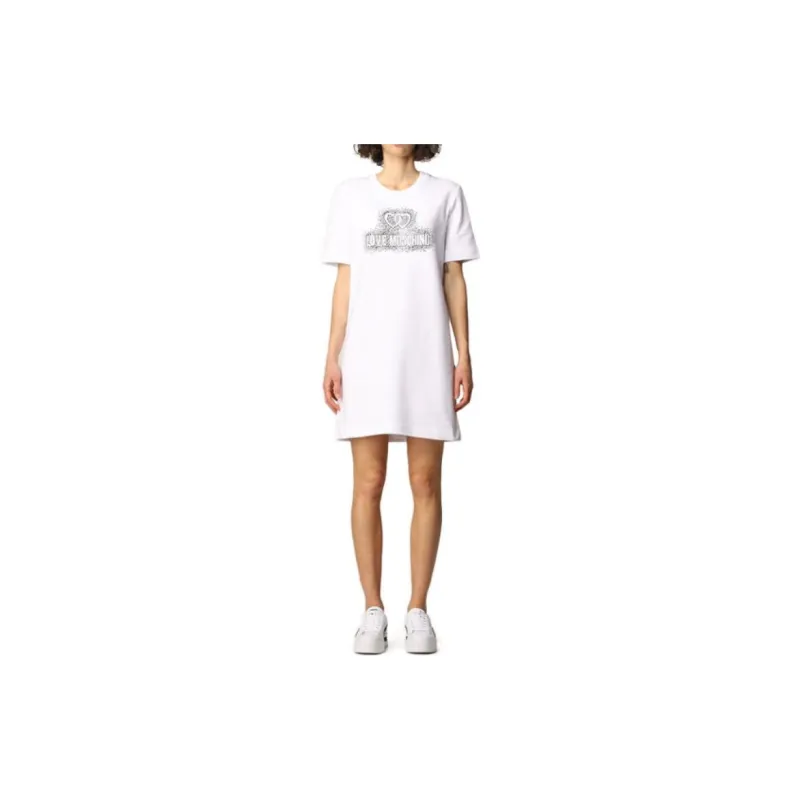 LOVE MOSCHINO Short Sleeved Dresses Women's White-1