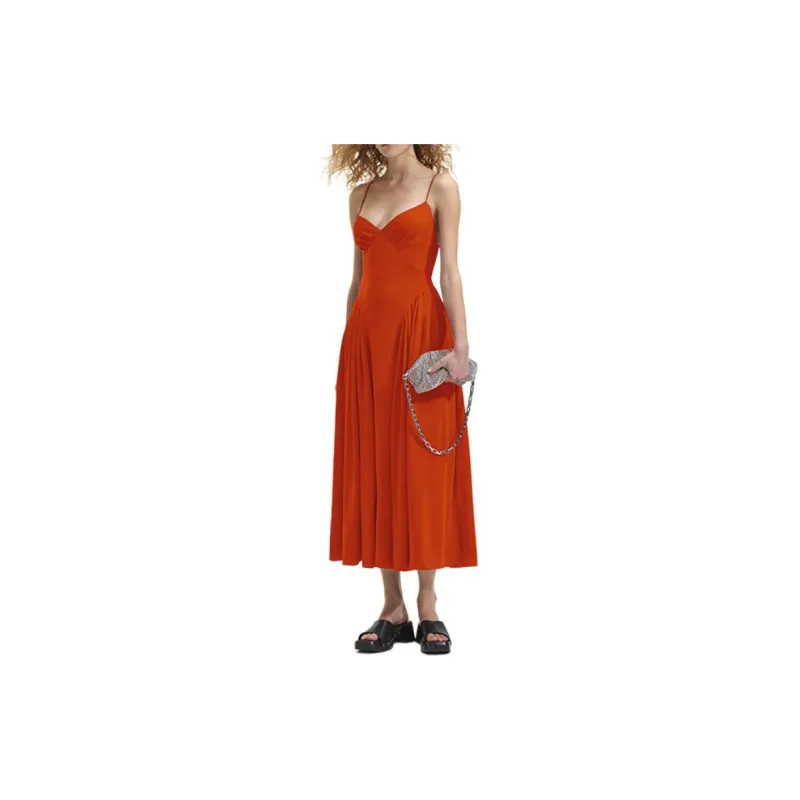 Self portrait Slip Dresses Women's Bright Orange-1