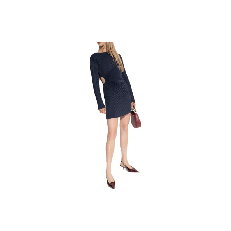 KENZO Long Sleeved Pleated Ruched Mini Dress-1
