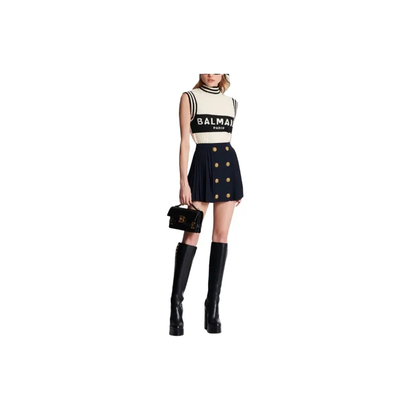 BALMAIN Intarsia-knit Monogram Knitted Top-1