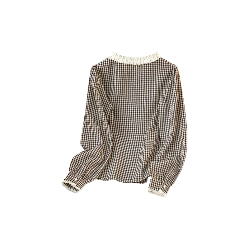TOUCH Shirt Women's Black Beige Plaid-7
