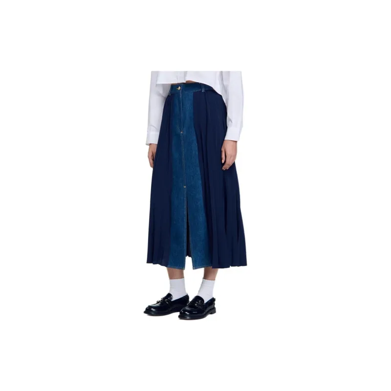 Sandro Pleated Midi Skirt-3
