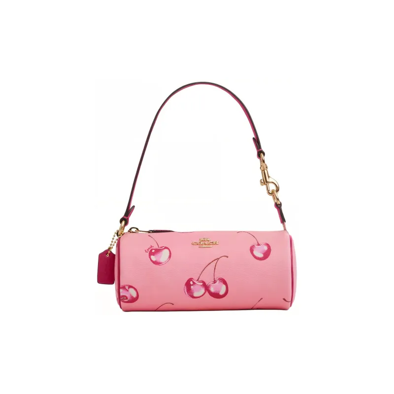 COACH Nolita Coated Canvas With Smooth Leather One Shoulder Handbags Small Size Women's Blossom Pink & Bright Purple-0