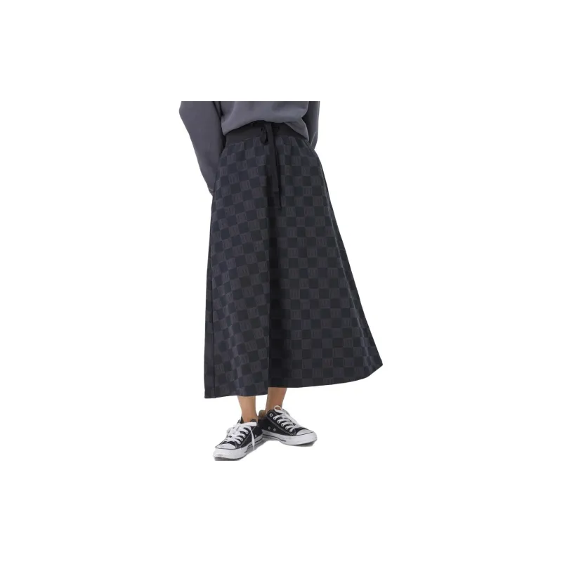 GAP Casual Long Skirts Women's Gray Black Checkerboard-2
