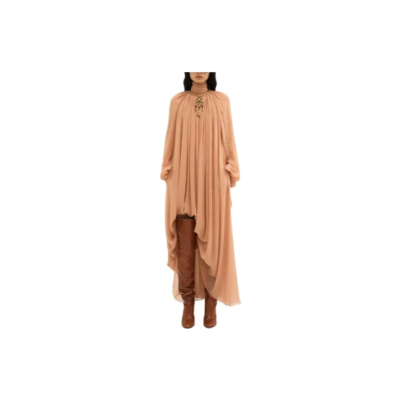 Chloé Mock Neck Gathered Maxi Dress-1