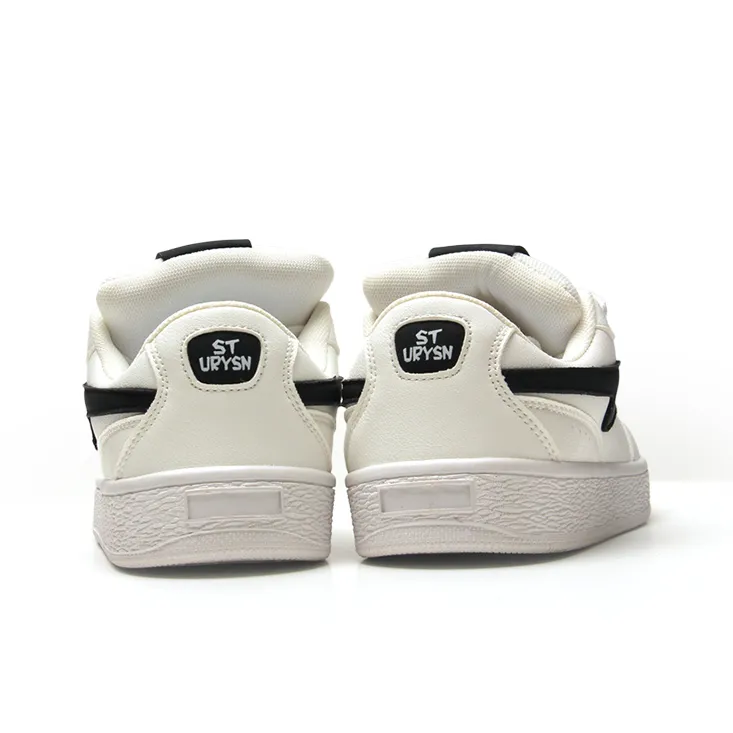 STUR YSN Wear resistant And Lightweight Low Top Skateboard Shoes Unisex White Black-4