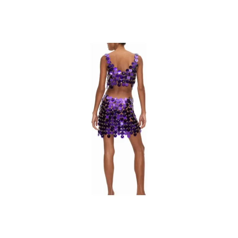 Rabanne H&M Sequin Disc Crop Top Purple-2
