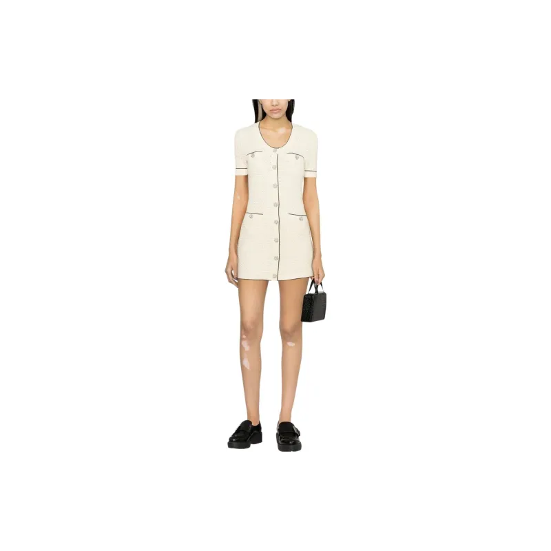 Self portrait Short Sleeved Dresses Women's Ecru-3