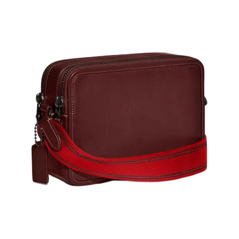 COACH Charter Cow Leather Shoulder Bag Crossbody Bag Medium Size Men's Dark Red-1