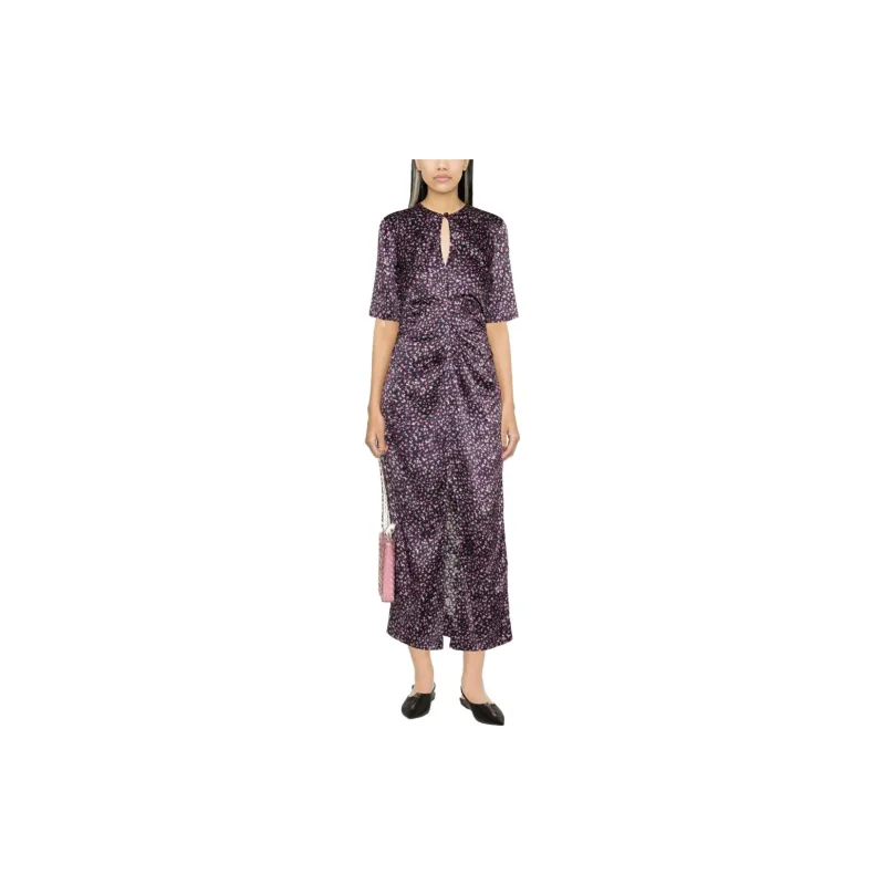 GANNI Floral print Silk Dress-1
