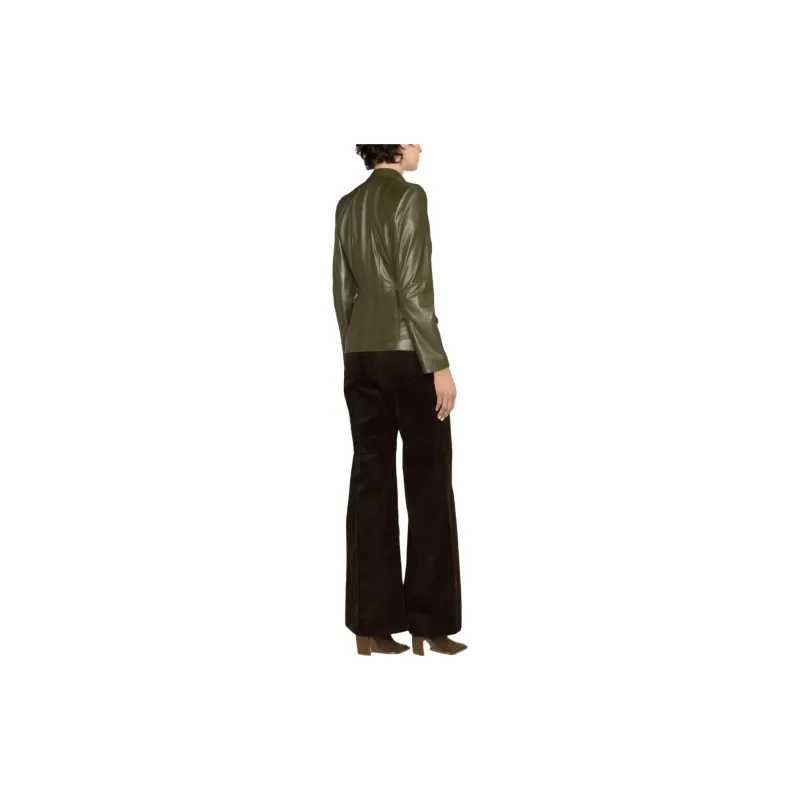 Elisabetta Franchi Leather Jackets Women's Dark Green-2