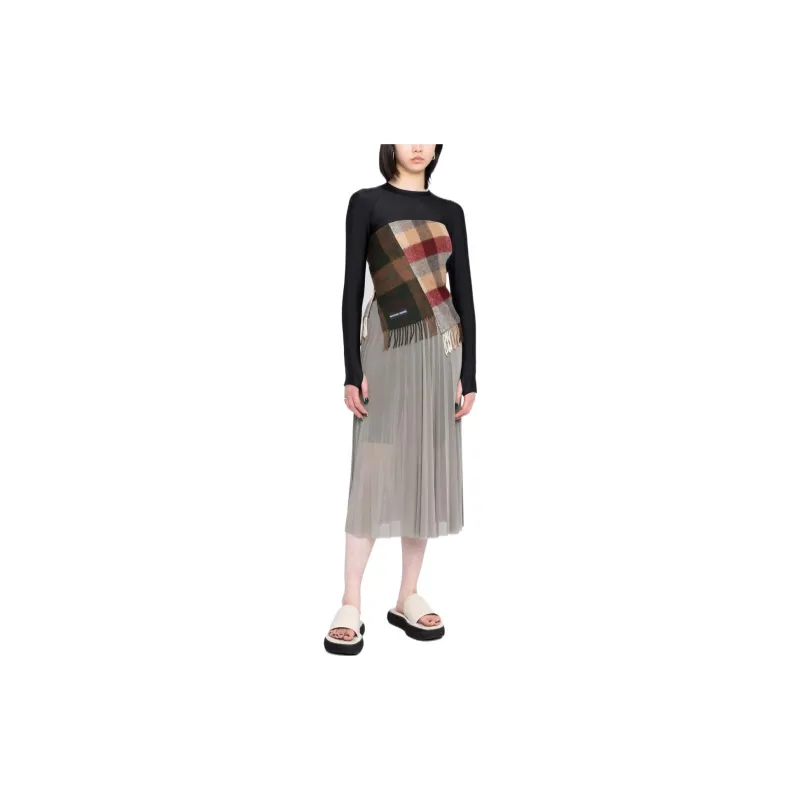 MM6 Maison Margiela Casual Long Skirts Women's Gray-1