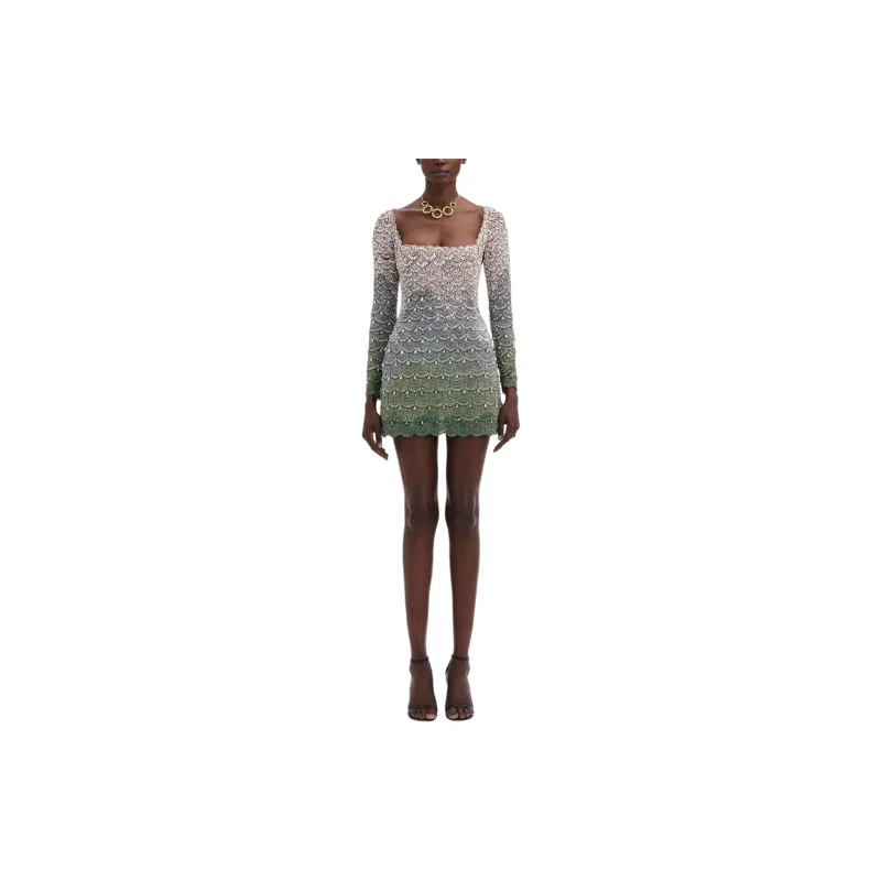 Oscar De La Renta Crystal Embroidered Cocktail Dress-1