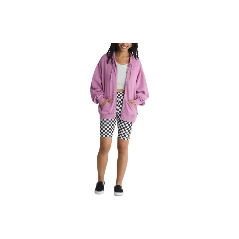 Vans Oversized Full Zip Hoodie Sweatshirt Women's Pink-1