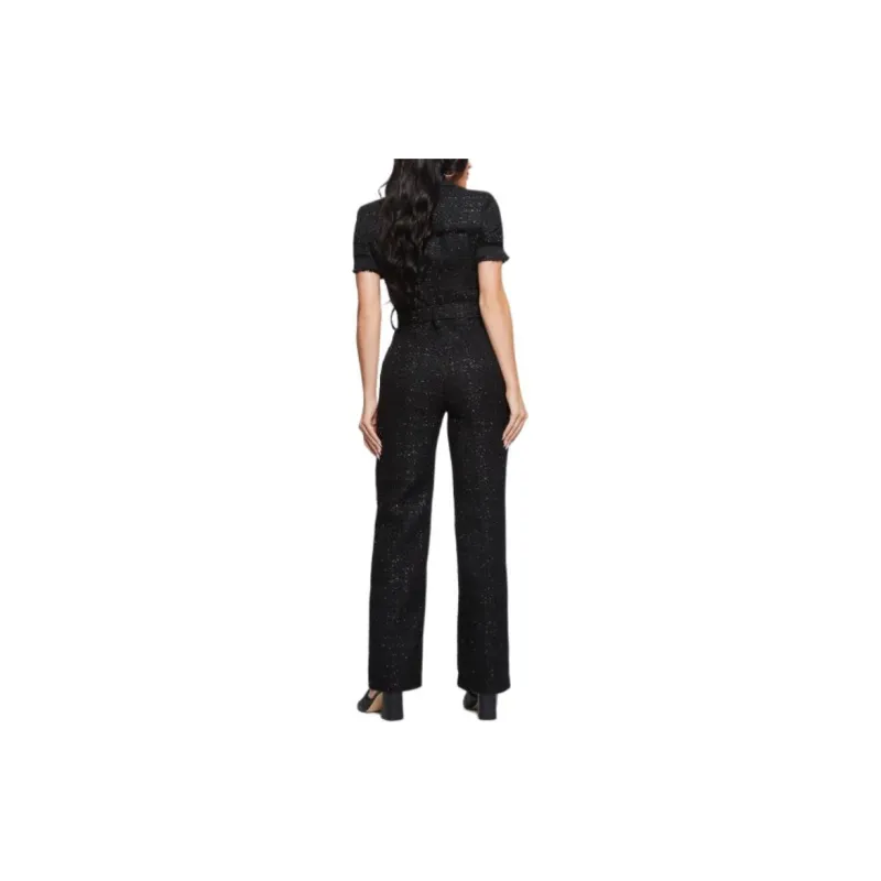 GUESS Tweed Straight Leg Jumpsuit Jumpsuit Women's Black-1