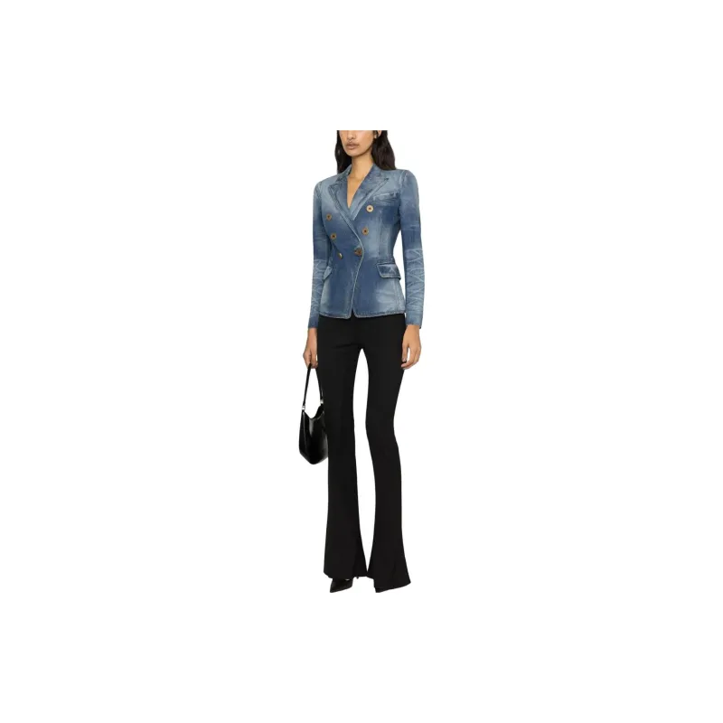 BALMAIN Double Breasted Tailored Denim Jacket-1