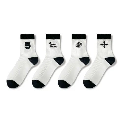JIAZINI Mid Calf Socks Women's 4 Pack