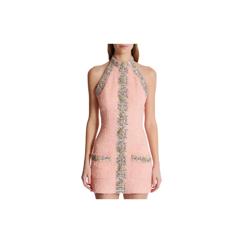 BALMAIN Crystal-embelished Halterneck Dress-3