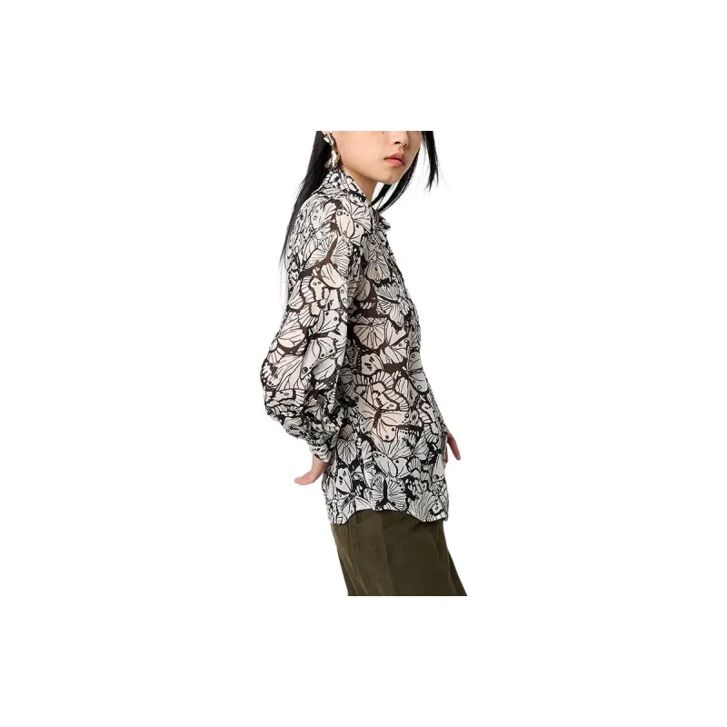 CLUB MONACO Shirt Women's Black And White Butterfly Print-3